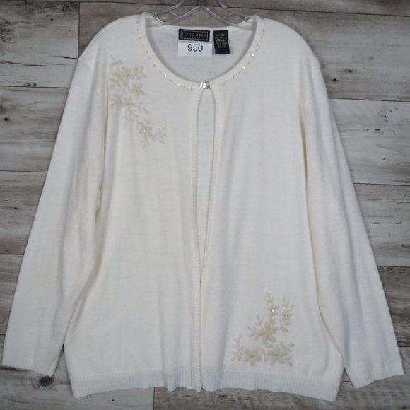 Laura Scott Sweaters - Laura Scott* Women's Long Sleeve Crew Neck Straight Hem Embroider Sweater~20/22W